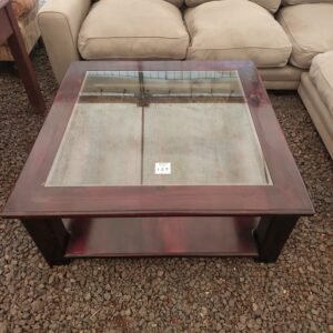 Wooden Coffee Table with Glass Top