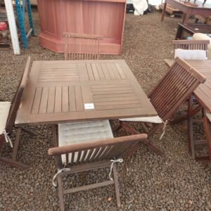 Teak Folding Patio Suite with 3 Chairs